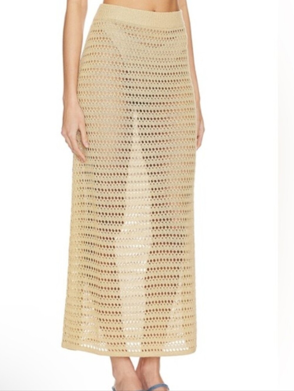 L'Academie Open-Stitch Maxi Skirt Tan Size Medium